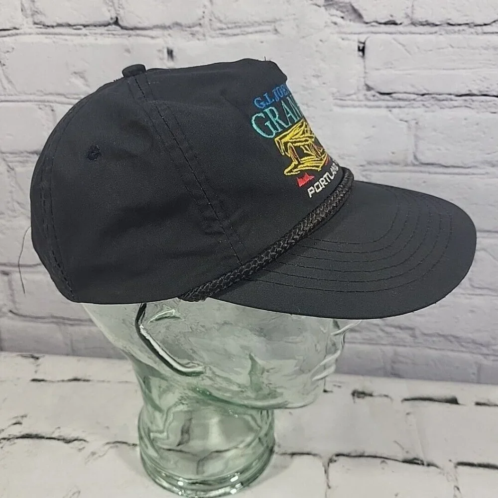 90s Trucker Hat Grand Prix Racing Portland‎ Oregon Black Rope Snapback Ball Cap